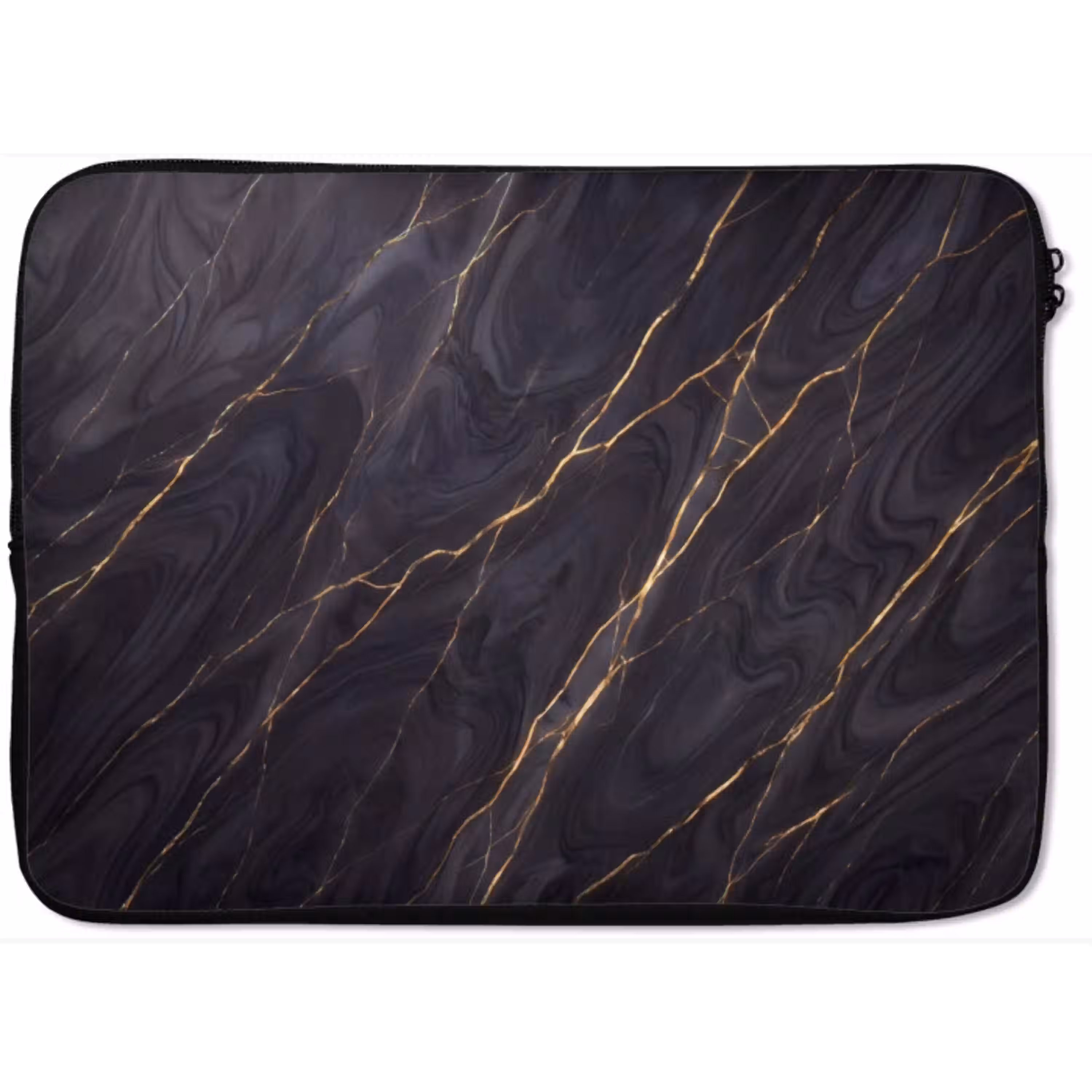 Marmer - Goudaders - Abstract - Modern - Zwart laptophoes neopreen klein -zkaufland3dotto