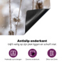 Roodborstje - Gedroogde bloem - Sneeuw - Winter - Vertederend Inductie beschermer vinyl 3mm klein -zzzzzzz-cc-onderkant