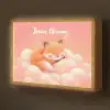 Wolken - Vos - Oranje - Sterren Light Box met batterij (Wandlamp kind) middel -z3d_website