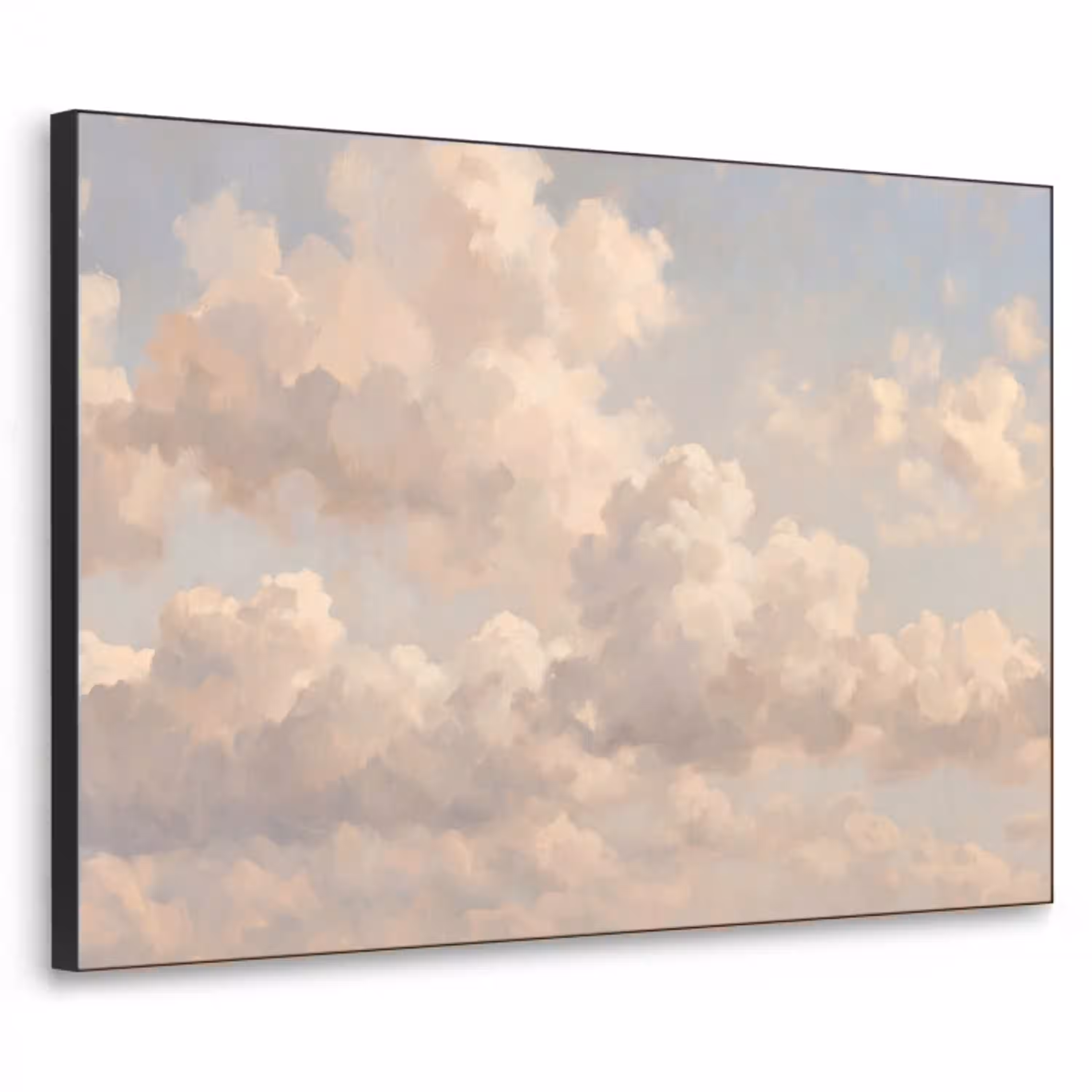 Wolken - Zacht - Natuur - Klassiek - Beige Textielframe zwart klein -3d