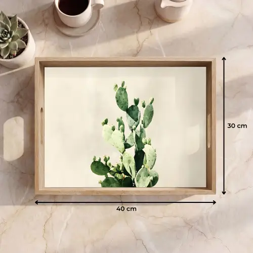 Cactus - Groen - Minimalistisch Dienblad Rechthoek middel -USP_Formaat