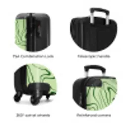 Lichtgroene achtergrond met abstracte donkergroene lijnen NBS - Handbagage koffer - Unisex middel zzzzzzzbolletjes_ENG