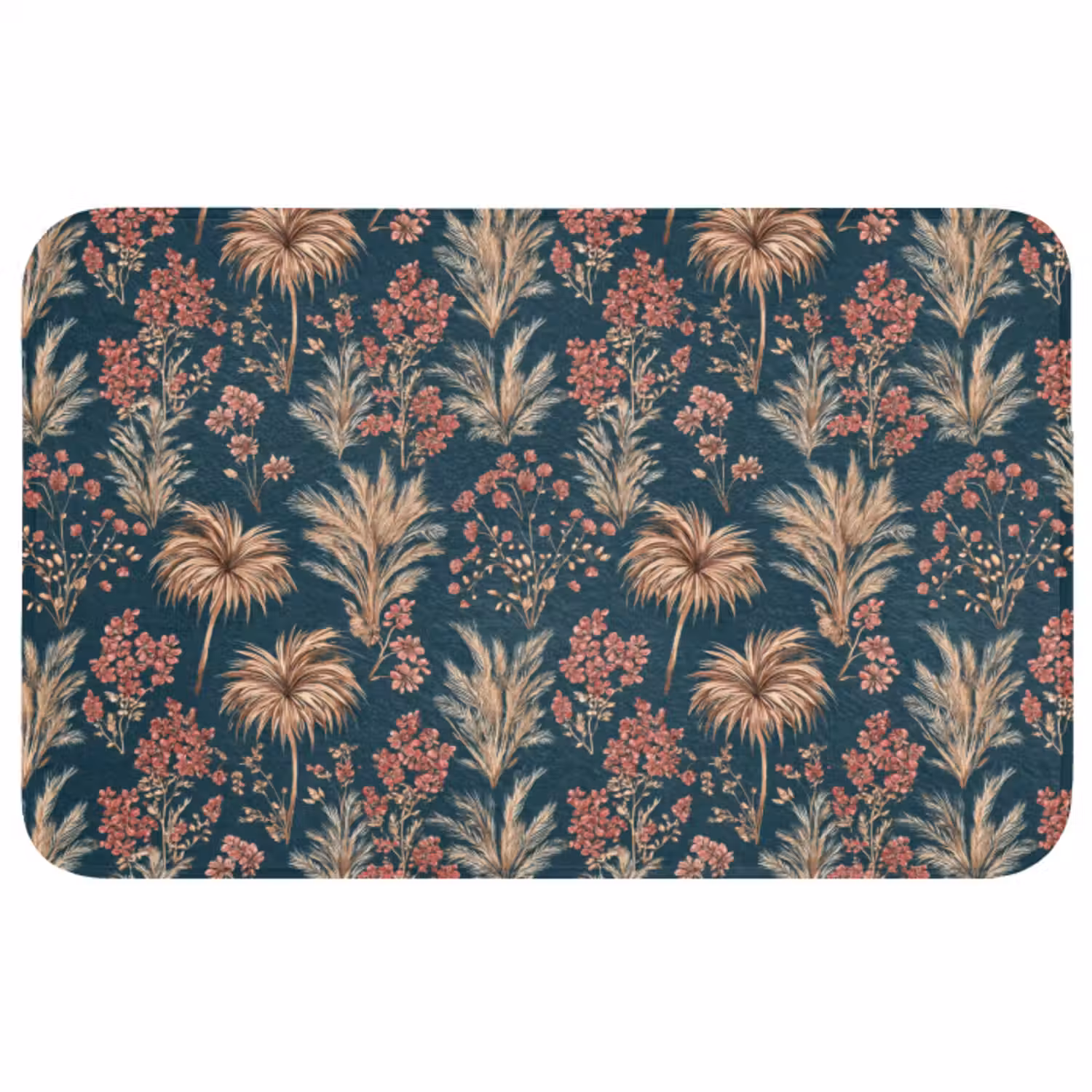 Wc Mat - Botanisch - Patroon - Blauw