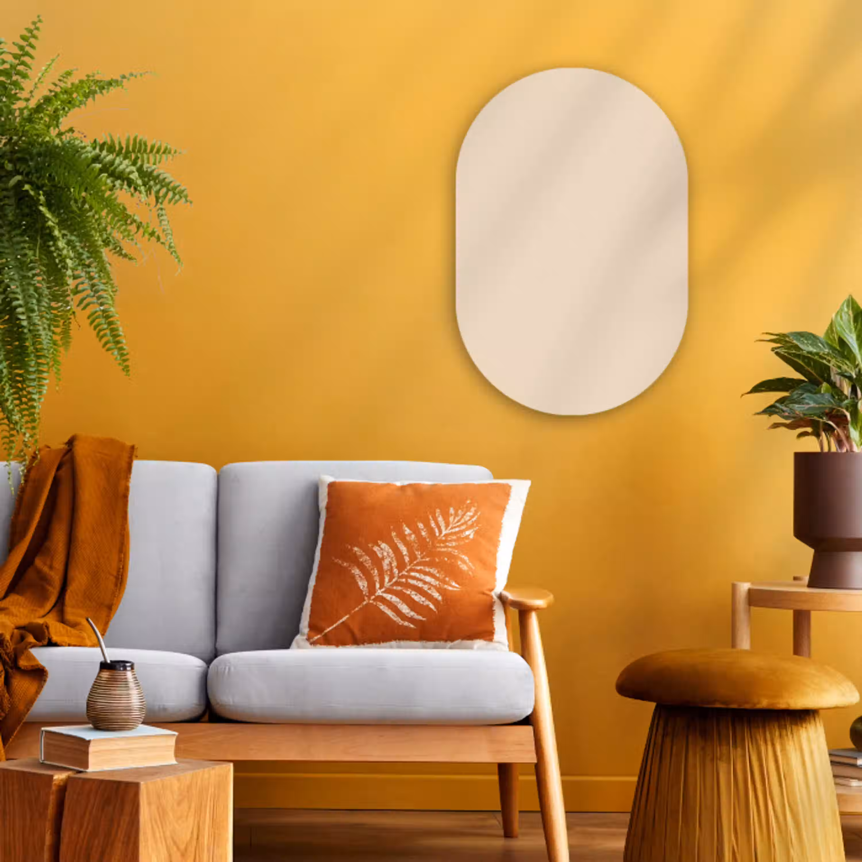 Cream - Nude - Neutraal Wandcirkel Ovaal Forex klein 630 -sfeer4