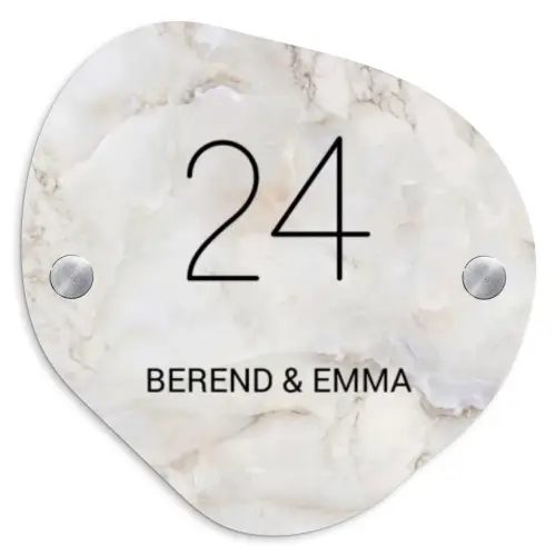 Beige marmer - Klassiek Naambord Organisch middel -3d