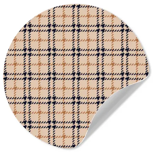 Plaid - Patroon - Beige - Zwart Wandcirkel behangsticker klein 186 -3d