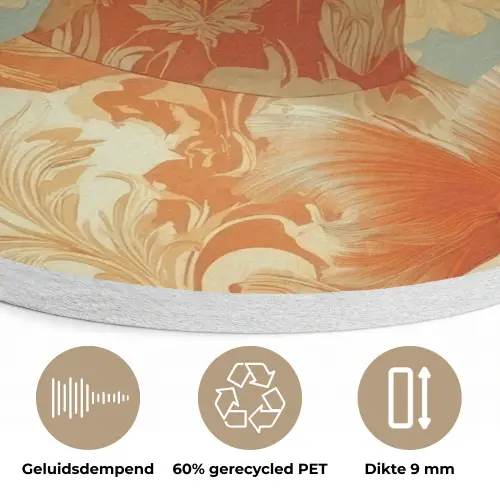 Goudvissen - Oranje - Vrouw - Blond Akoestische PET Vilt - Rond klein -closeup_NL