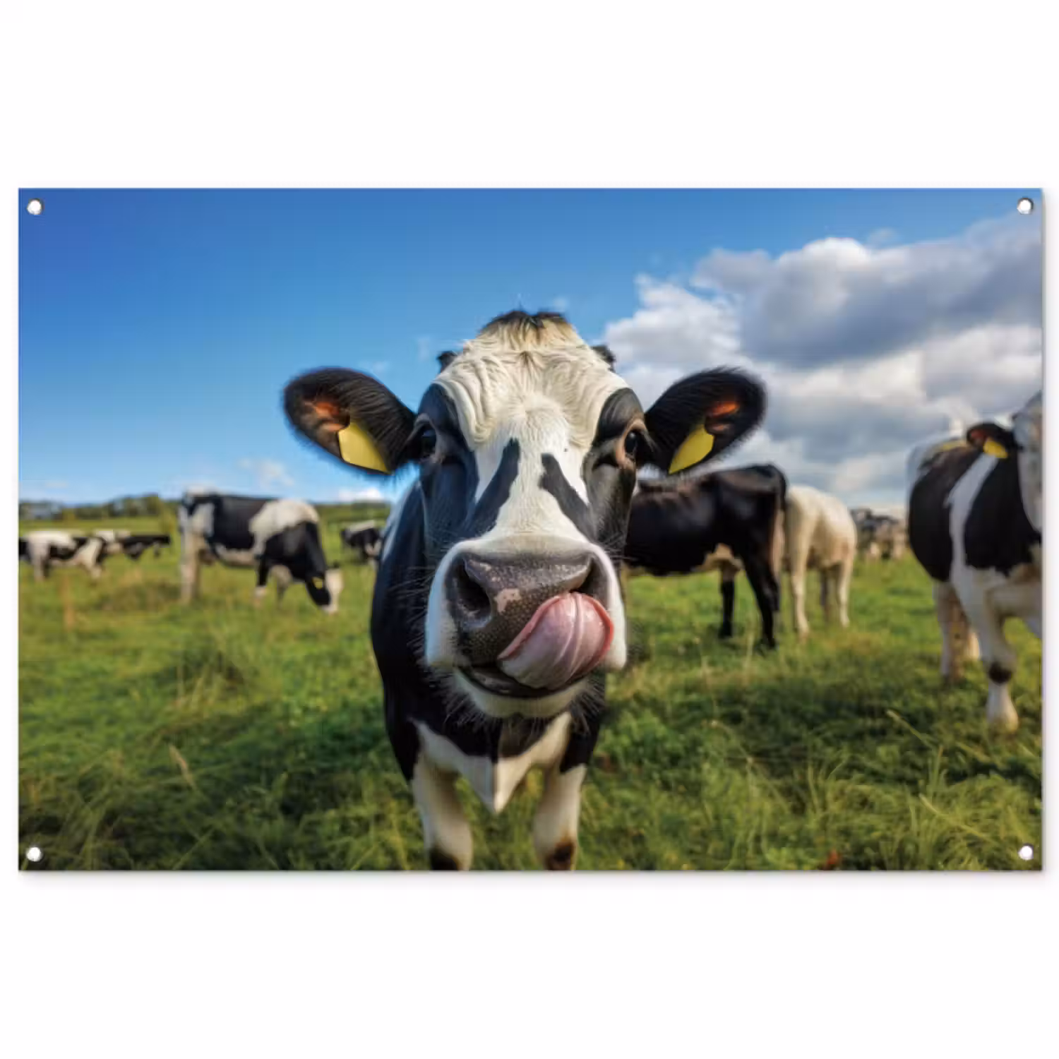 Tuinposter - Koe - Tong - Weide