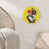 Hand - Rode cirkel - Geel Akoestische PET Vilt - Rond klein -sfeer4