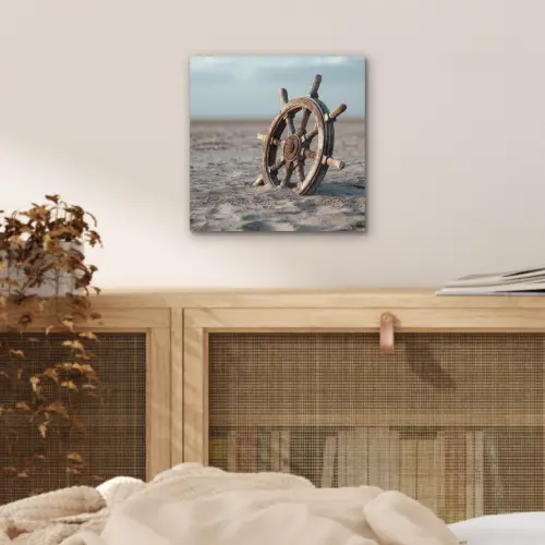Scheepsstuur - Hout - Bruin - Zand aluminium wit klein -sfeer3