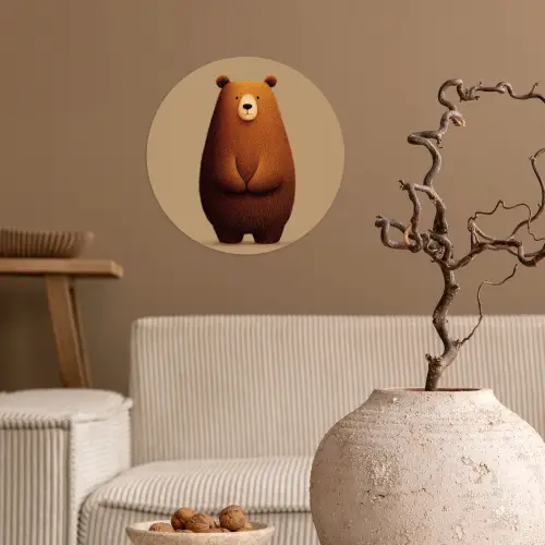 Beer - Minimalistisch - Bruin Wandcirkel behangsticker klein -sfeer1