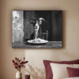 Geit - Bord - Spaghetti - Zwart Wit Textielframe zwart klein -sfeer1