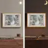 Bos - Winter - Bomen - Natuur - Pad - Doorkijk - Wit Light Box met batterij (Wandlamp) middel -sfeer3