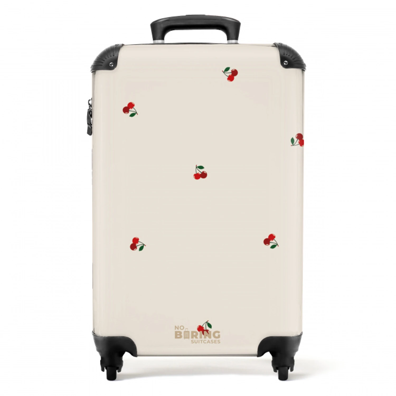 Beige achtergrond met patroon van kleine kersen NBS - Handbagage koffer - Unisex middel -productfoto_recht