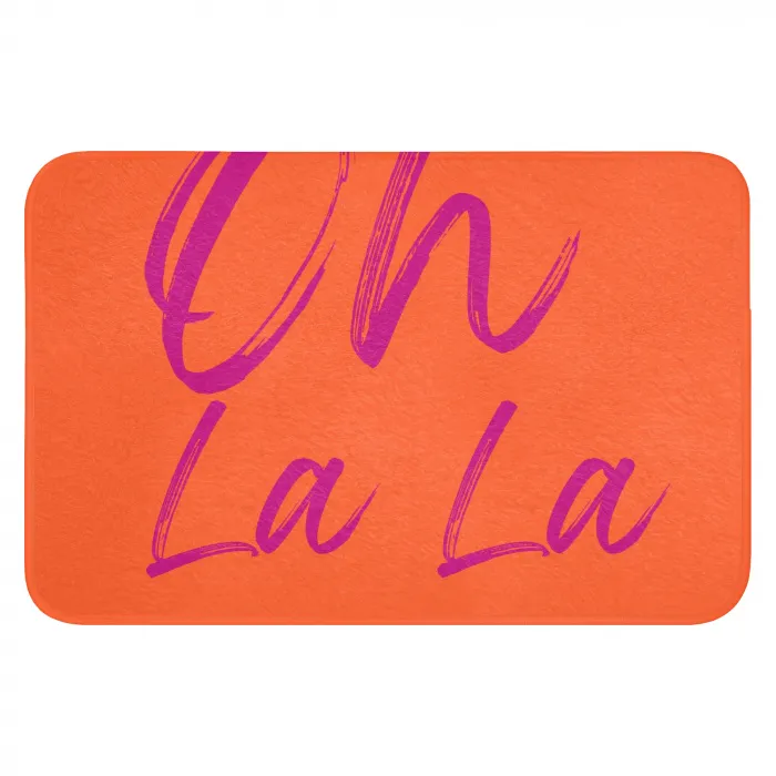 Oh la la - Oranje - Roze - Grafisch Badmat klein -3d