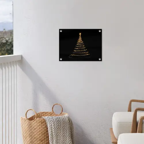 Magisch - Kerstboom - Lichtspiralen - Zwart tuinposter los doek klein -sfeer8