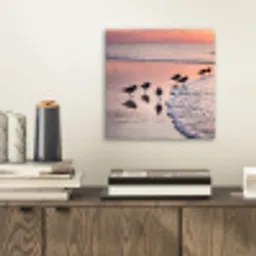 Meeuwen - Strand - Zee - Roze aluminium wit klein -sfeer1
