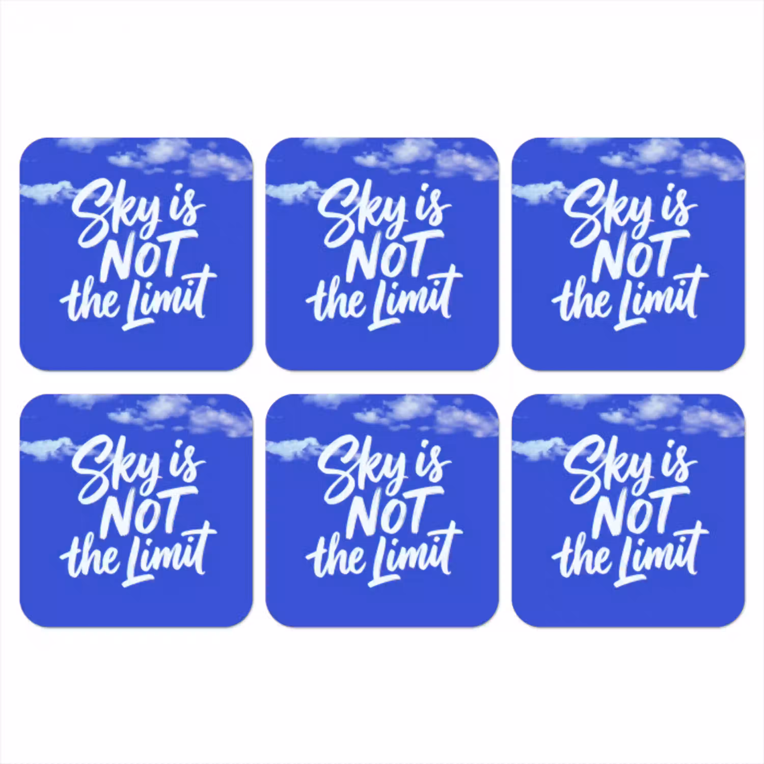 Sky is not the limit - Blauwe lucht - Wolken onderzetter kurk middel -3d