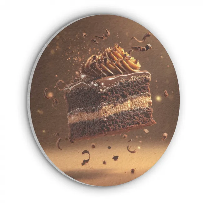 Acoustic painting round - Cake - Chocolate - Food - Brownie