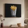 Friet - Porselein - Delfts blauw - Eten Textielframe zwart klein -sfeer3