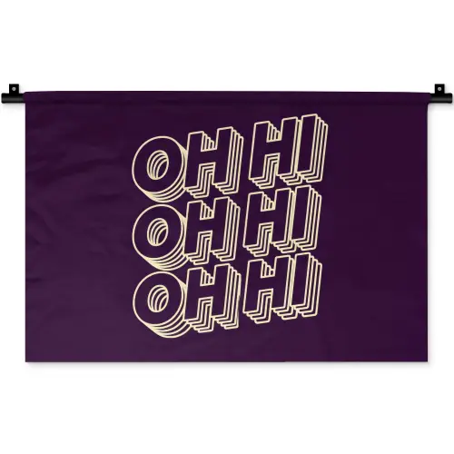 Oh hi - Paars - 3D Wandkleed katoen klein -zz3d
