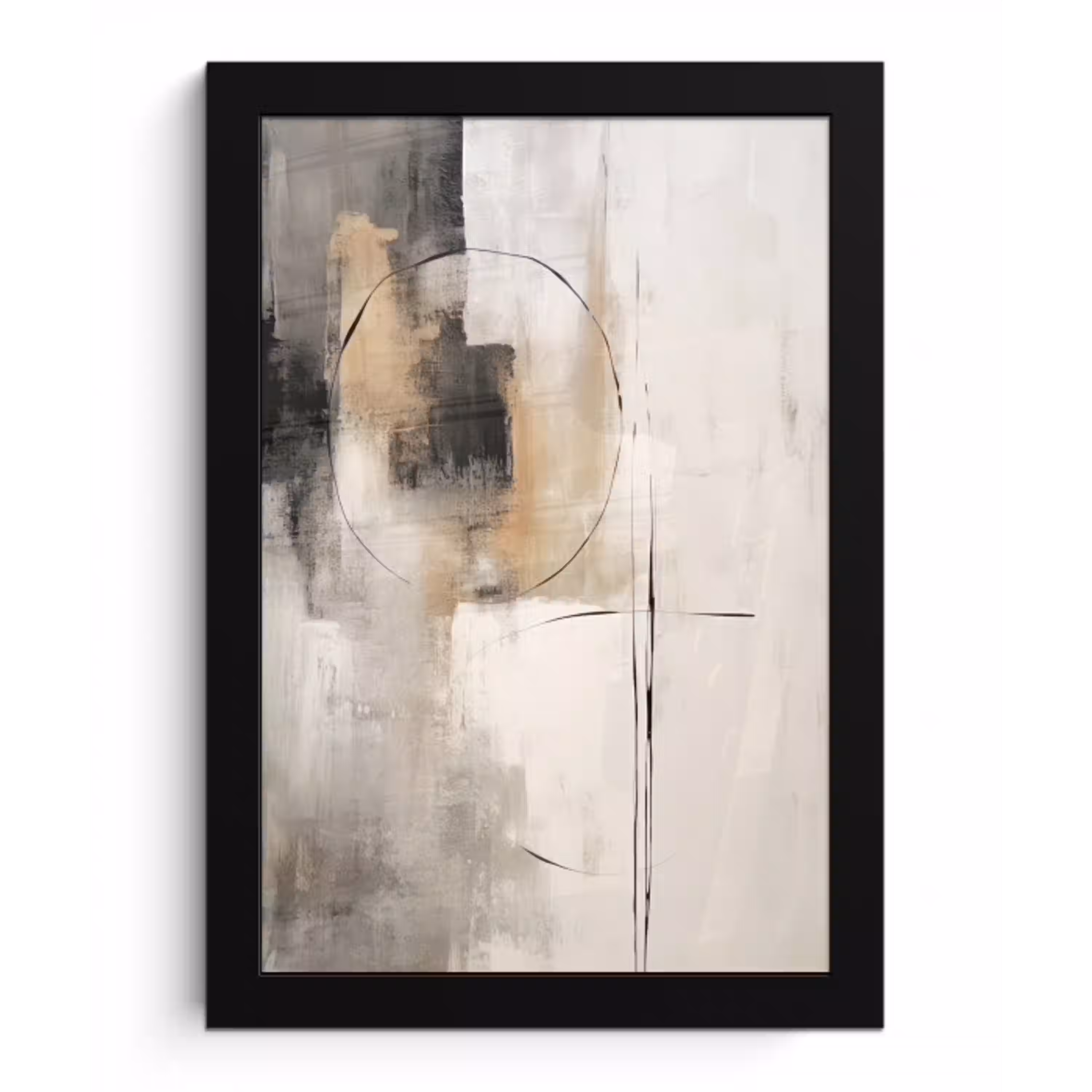 Kunst - Abstract - Grijs - Industrieel fotolijst zwart zonder passe partout klein -3d