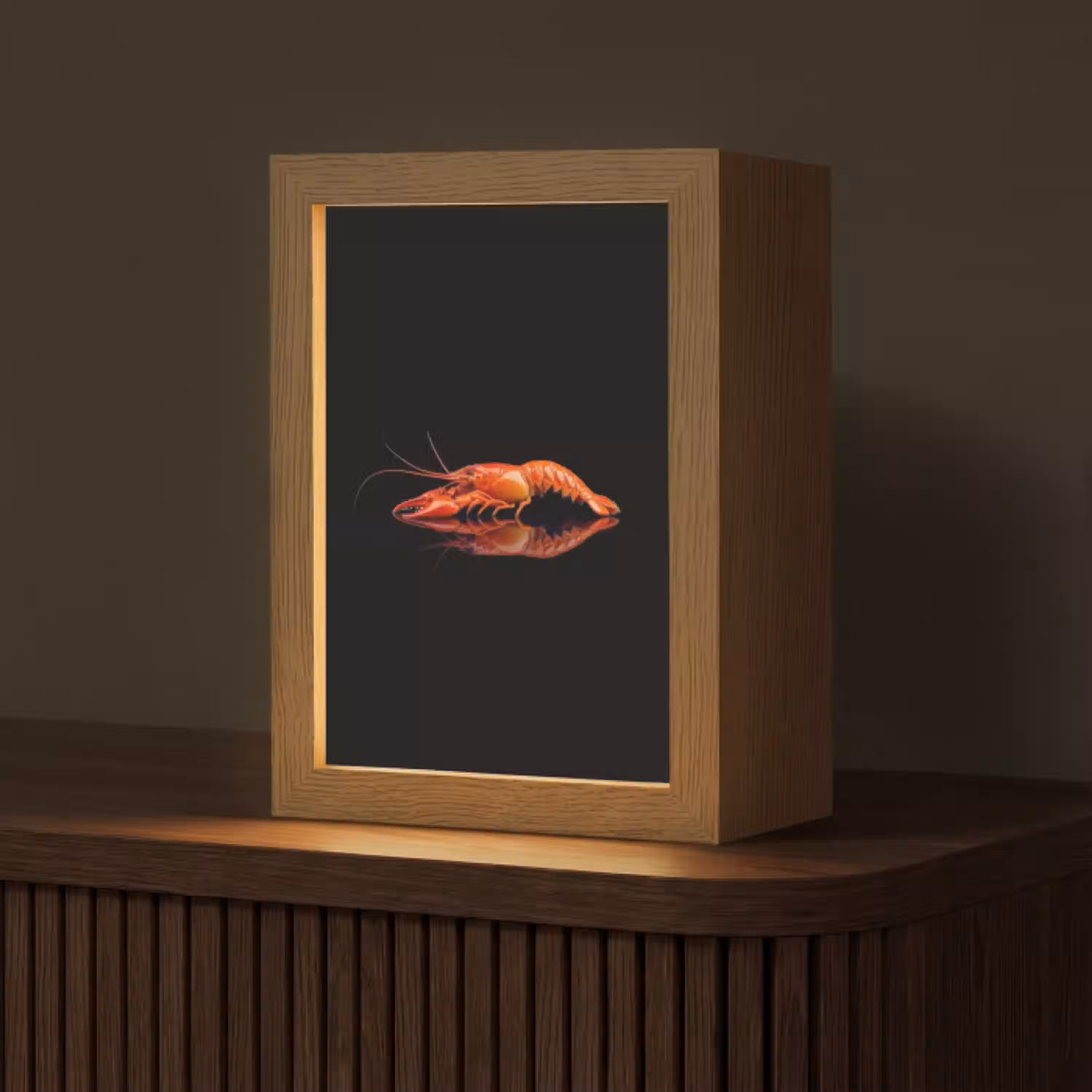 Kreeft - Oranje - Zwart - Opvallend Light Box met kabel (Tafellamp) klein -z3d_website