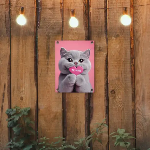 Kat - Valentijn - Roze - Liefde tuinposter los doek klein -sfeer1