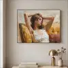 Vrouw - Kunst - Abstract - Modern Textielframe zwart klein -sfeer2