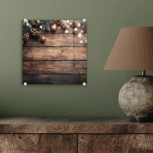 Kerstdecoratie - Houten - Dennenappel - Bruin plexiglas 5mm klein -sfeer3