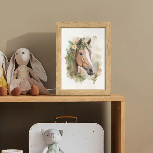 Paard - Bloemen - Natuur - Waterverf - Dieren Light Box met kabel klein -sfeer2_kind