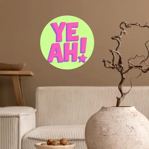Groen - Neon - Quote Wandcirkel behangsticker klein -sfeer1