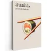 Sushi - Zalm - Rijst - Japans Tuinposter op houten frame 2 cm dik klein -3d