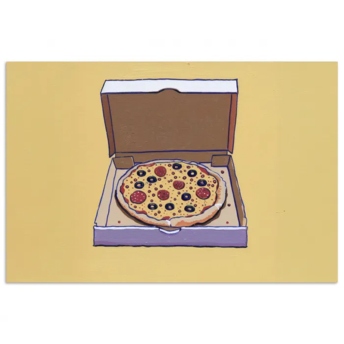 Pizza - Doos - Salami - Illustratie poster papier klein -3d