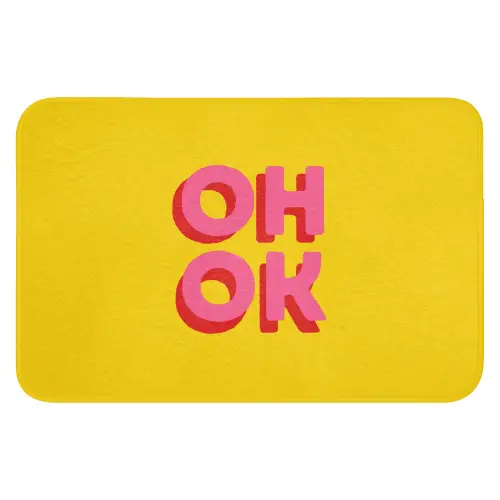 Oh ok - 3D - Geel - Roze Badmat klein -3d