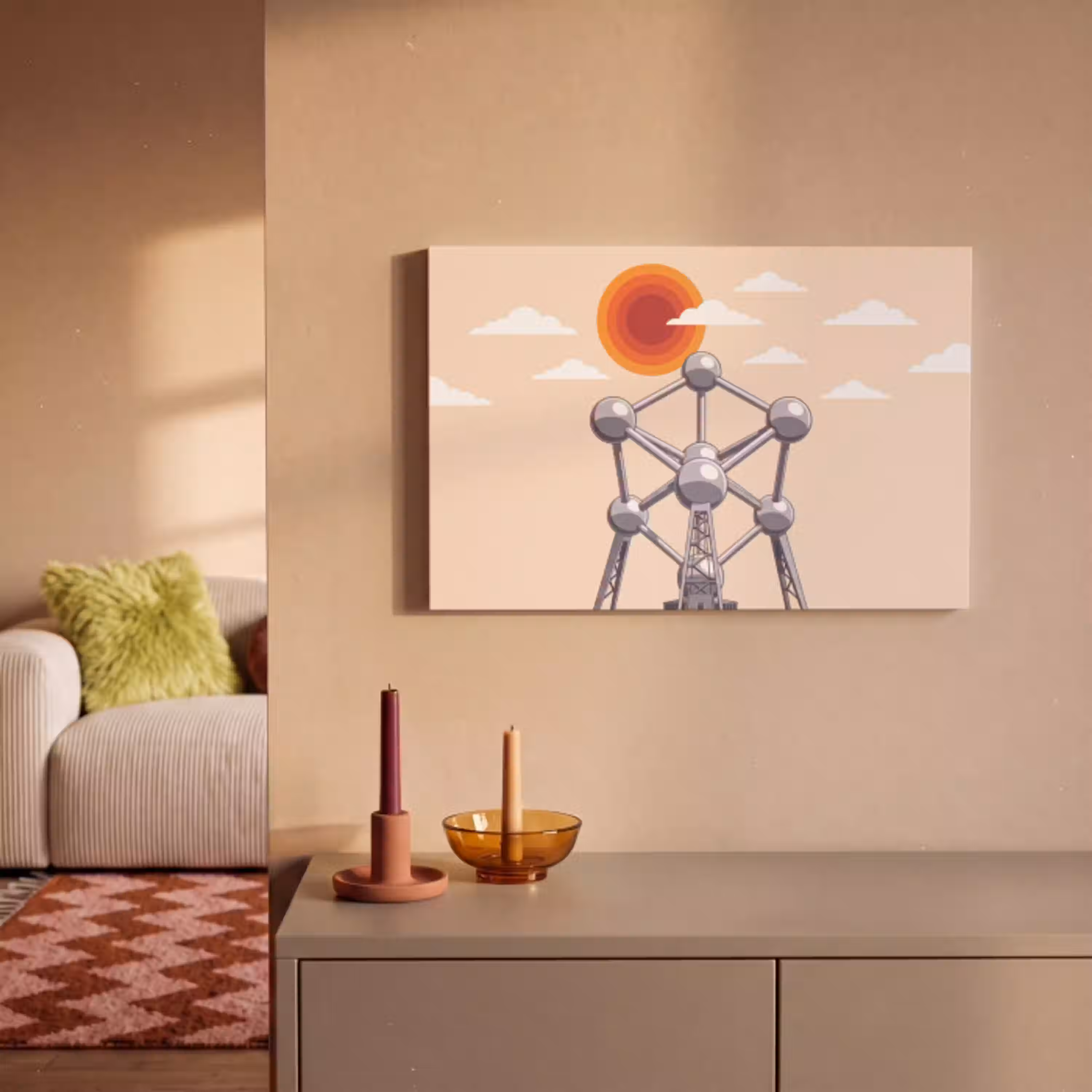 Architectuur - Geometrie - Stad - Modern - Grijs canvas 2cm klein -sfeer1