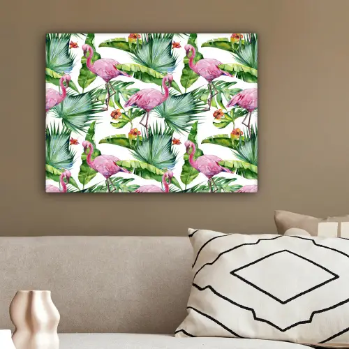 Inductie beschermer - Flamingo - Bladeren - Afdekplaat voor kookplaat - Tropisch canvas 2cm klein -sfeer3