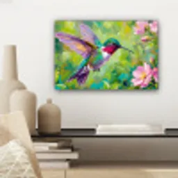 Kolibrie - Bloemen - Natuur - Kleurrijk canvas 2cm klein -sfeer6