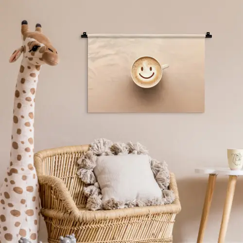 Koffie - Melkschuim - Lach - Beige Wandkleed katoen klein -wsfeer5_kind