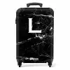 Letter L - Marmer - Zwart NBS - Handbagage koffer - Unisex middel -productfoto_recht