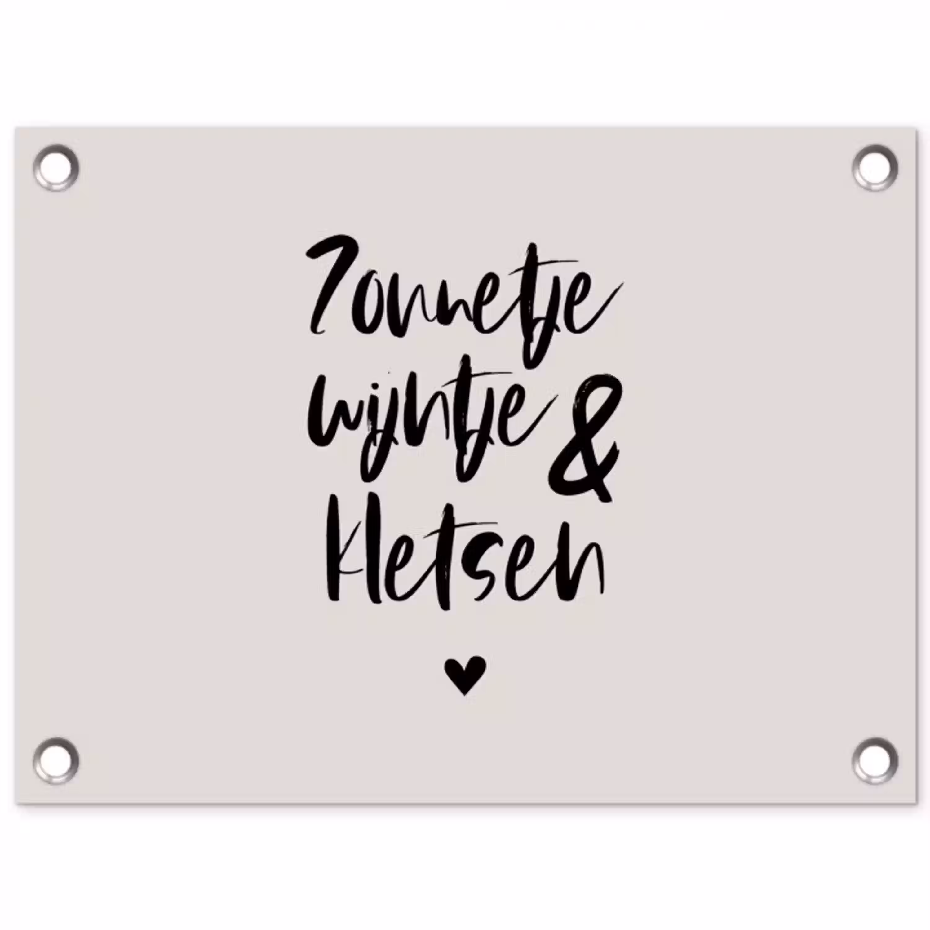 Tekst - Wijn - Zonnetje, wijntje & kletsen - Quotes tuinposter los doek klein -3d