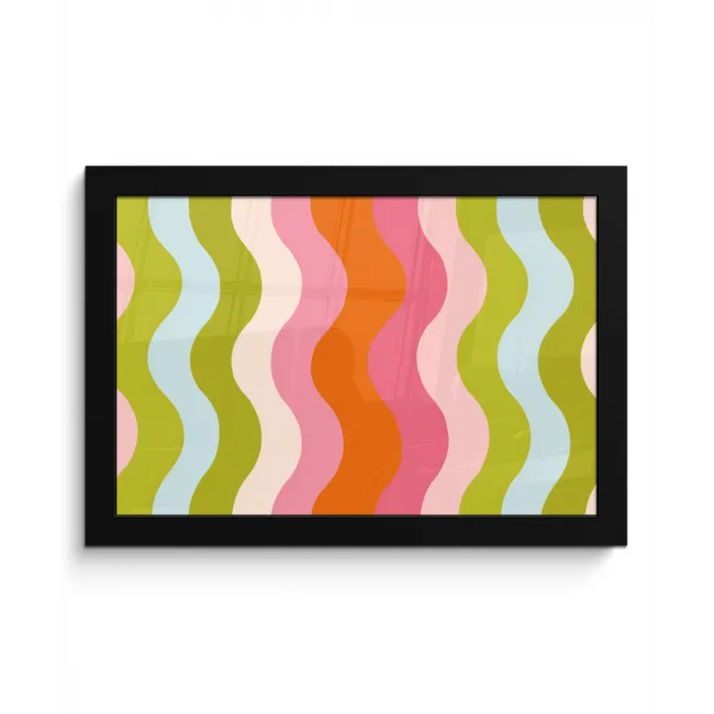 Banen - Golven - Kleurrijk - Verticaal fotolijst zwart zonder passe partout klein -3d