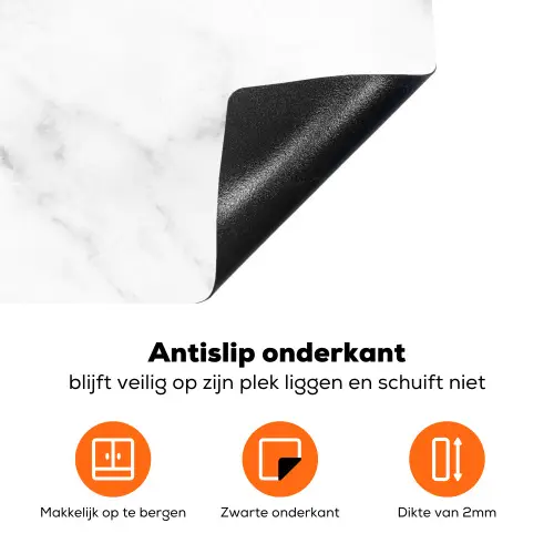 Marmer - Grijs - Wit - Marmerstructuur Inductie beschermer vinyl 3mm klein -zzzzzzz-td-onderkant