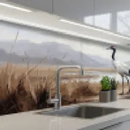 Kraanvogel - Natuur - Realistisch keuken achterwand 2 middel -3d_schuin