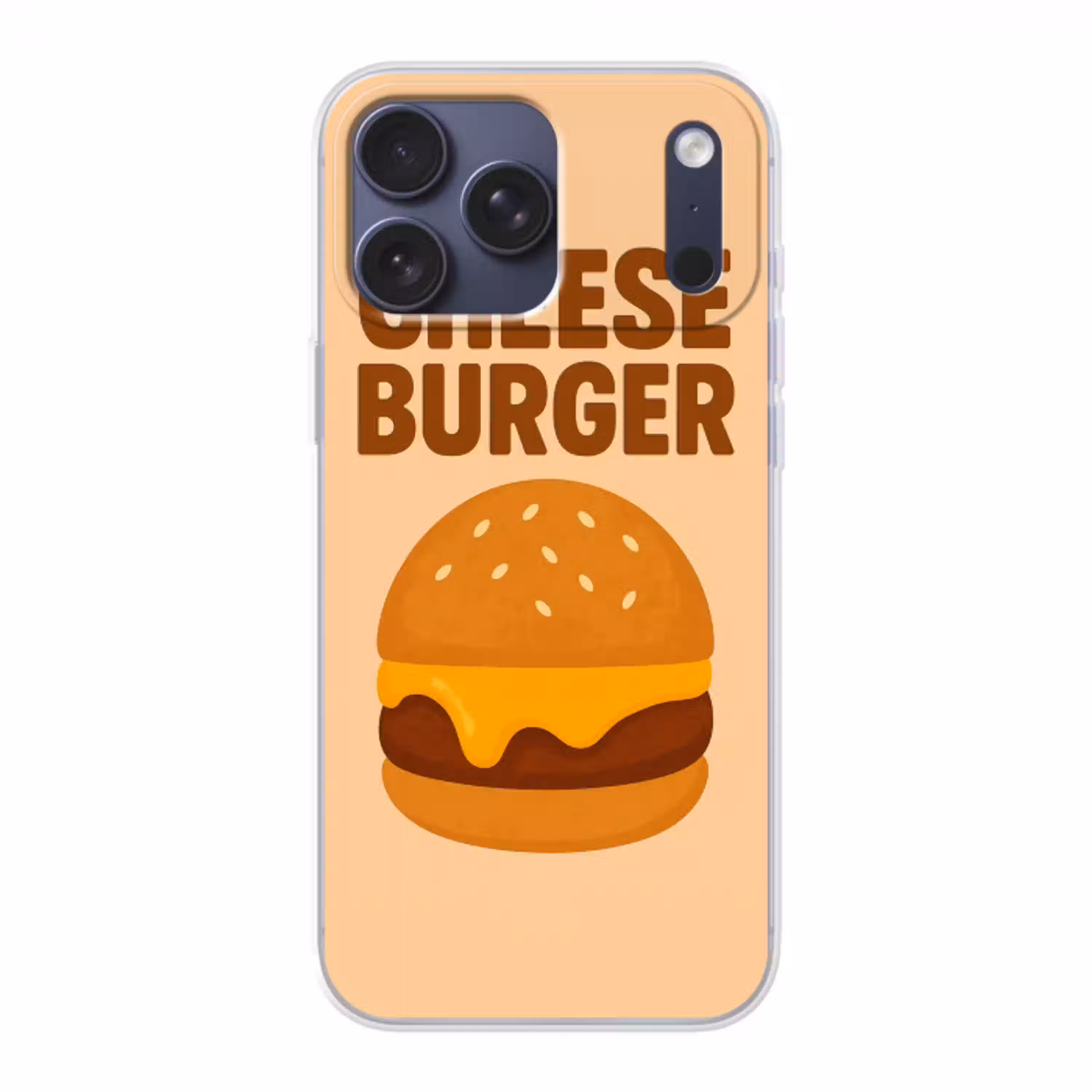 Cheeseburger - Minimalistisch - Geel Telefoonhoesje iPhone 17 Pro Max klein -3d