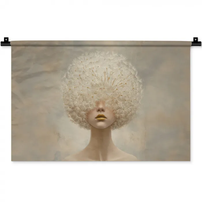 Dromerig - Beige - Paardenbloemzaadjes Wandkleed katoen klein -zz3d