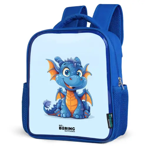 Dinky draakje Kinderrugzak - Blauw middel -schuin