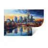 Zonsondergang Frankfurt - Stad - Skyline - Water Muursticker klein -3d