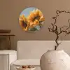 Zonnebloemen - Geel - Wazig Wandcirkel kunststof plaat 5mm dik klein -sfeer1