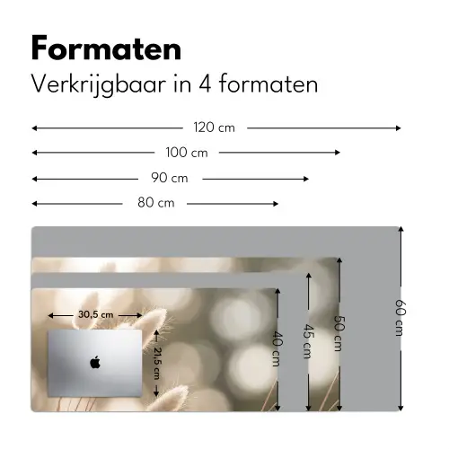 Hazestaartgras - Wit - Zonlicht Muismat XXL klein -sfeer5